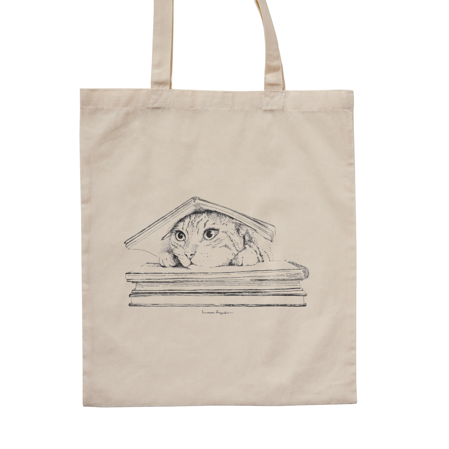Cat under books x Laura Agustí