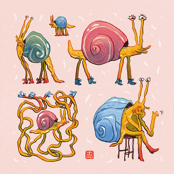 Pack sticker caracoles con 4 patas