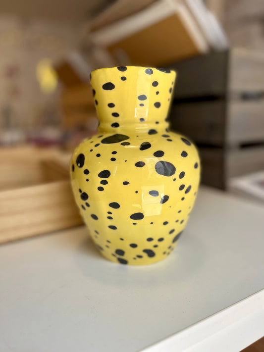 Jarrón bombonera amarillo print