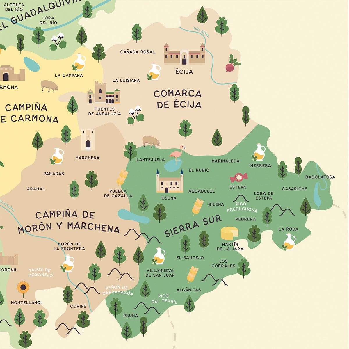 Mapa de la provincia de Sevilla
