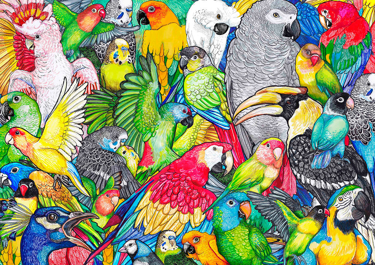 Paisaje de loros