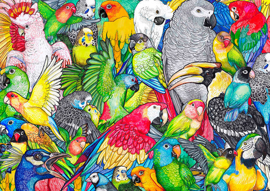 Paisaje de loros