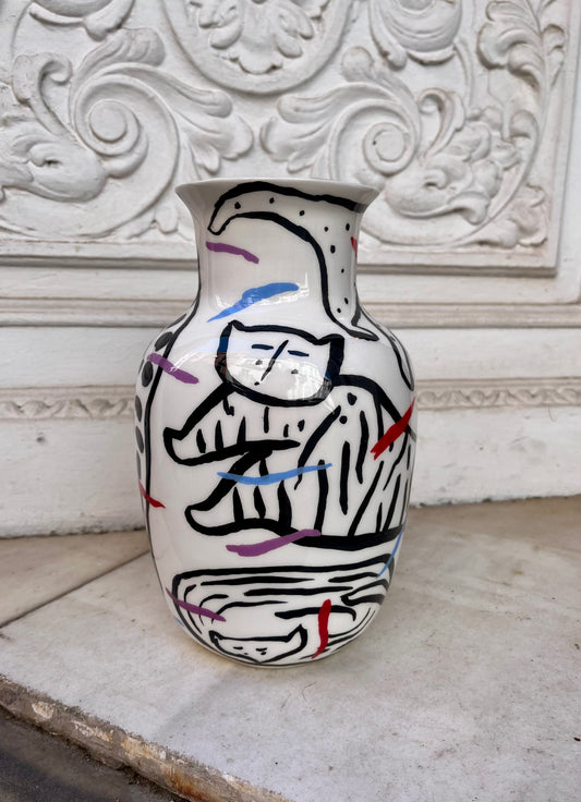 Jarrón chino Gatos y figura