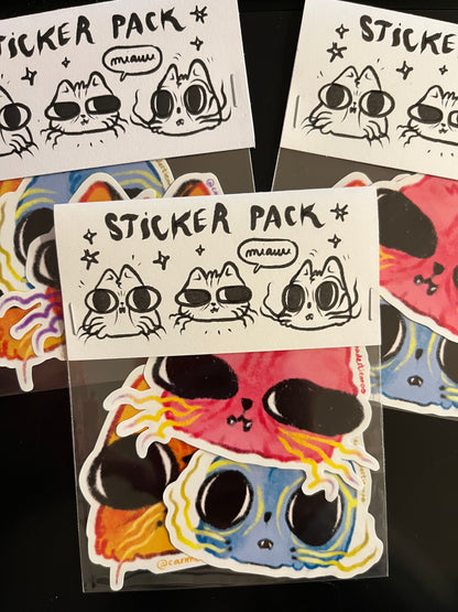 Pack Stickers Gatos cósmicos