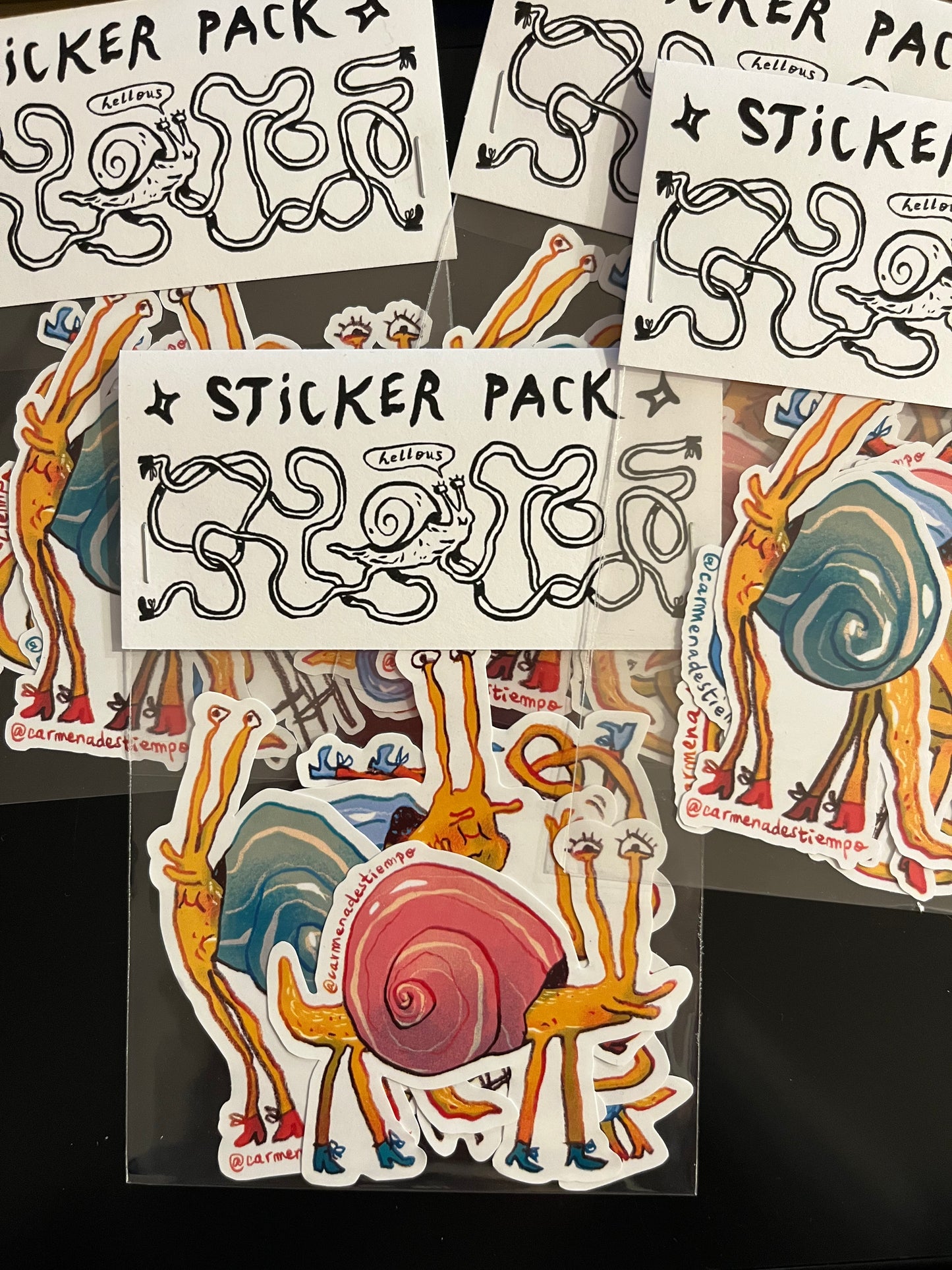 Pack sticker caracoles con 4 patas