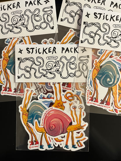 Pack sticker caracoles con 4 patas