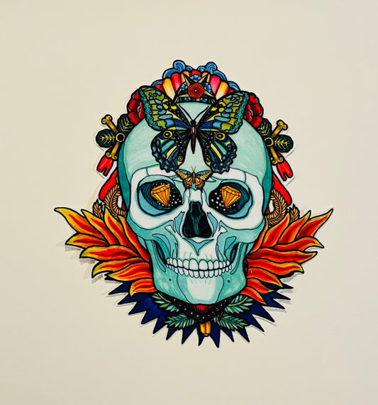 Parche Calavera mariposas