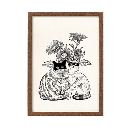 Two cats and flowers